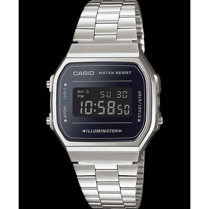 Men's Watch By Casio A168Wem1Ef Black Silver  34 mm