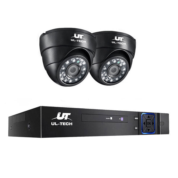 NZ LOCAL STOCK-UL-tech CCTV Camera Security System 4CH 2 Dome Camera DVR HD 1080P IP Kit Day Night