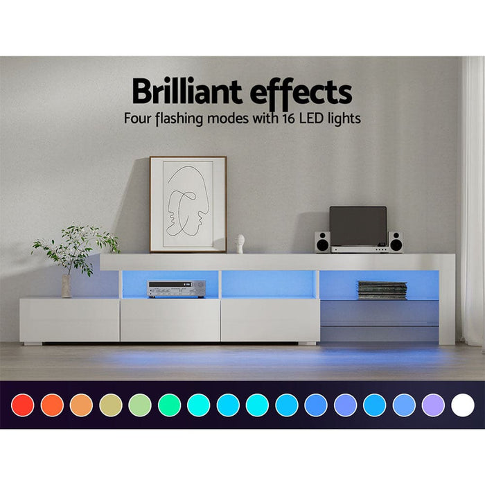 Tv Cabinet Entertainment Unit Stand Rgb Led Gloss Furniture