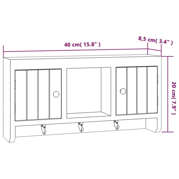Key Cabinet White 40x8.5x20 Cm Engineered Wood&steel Tpblto