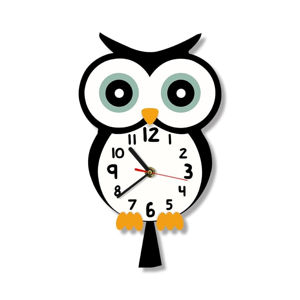 Owl Cartoon Print Wall Clock