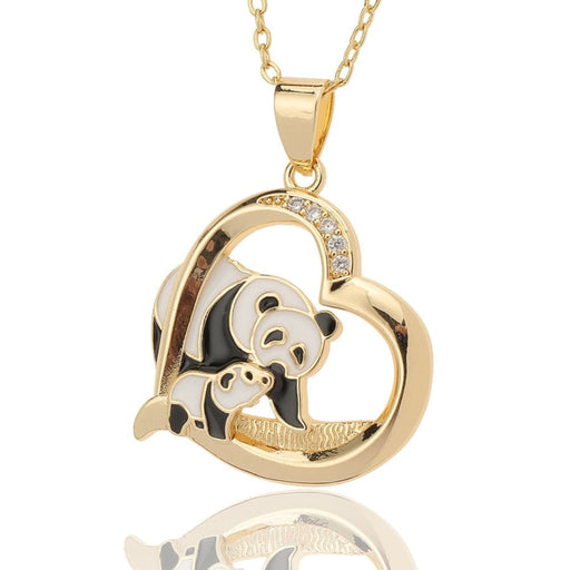 Cute Baby Panda Enamel Pendant Necklaces Exquisite 18k Gold