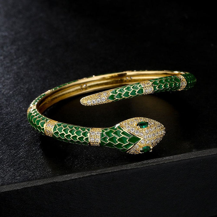 Exquisite Snake Animal Cuff Bracelet Cute Enamel Geometry