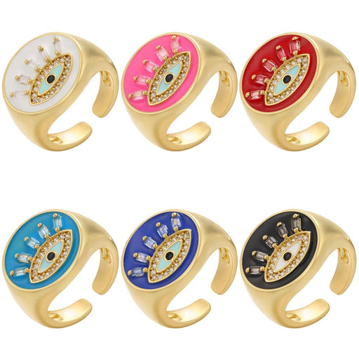 Funny Evil Eye Finger Rings With Crystal Zircon Stone