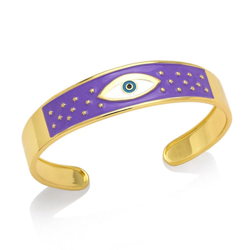 Gold Colour Evil Eye Cuff Bracelet Bangle Multicolour Blue