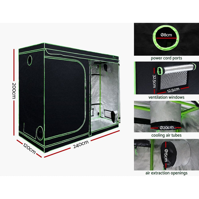 Grow Tent 2200w Led Light Hydroponic Kit System 2.4x1.2x2m