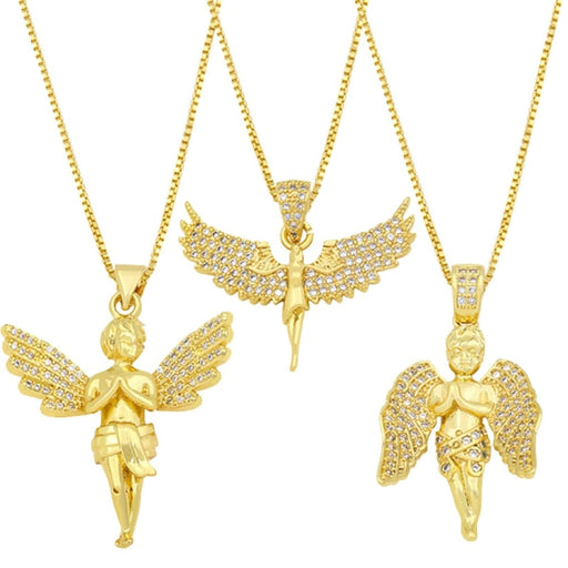 Guardian Angel Wing Pendant And Necklaces Golden Cupid Love