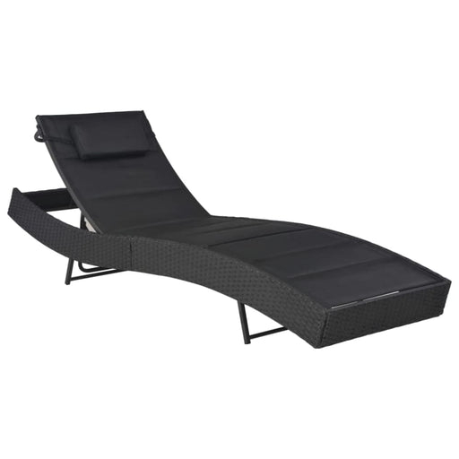 Sun Lounger Poly Rattan And Textilene Black Aankl