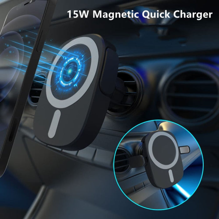 15w Magnetic Wireless Car Charger Mount With Touch Switch