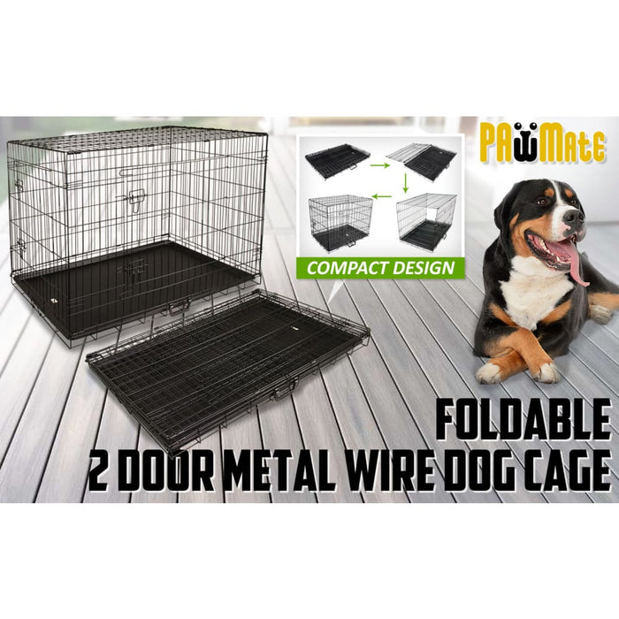 Wire Dog Cage Foldable Crate Kennel 36in With Tray