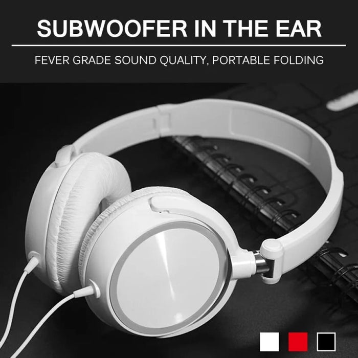 Wired Adjustable Foldable Headphones With Microphone For Pc