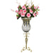 85cm Clear Glass Tall Floor Vase With 12pcs Pink Artificial
