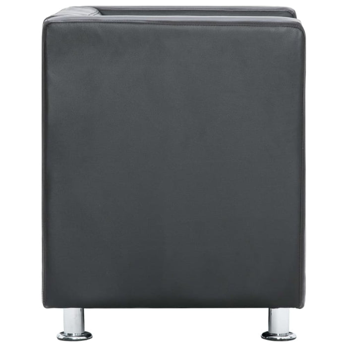 Cube Armchair Grey Faux Leather Gl79819