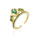 Minimalist Green Zircon Rings Love Heart Crown Teardrop