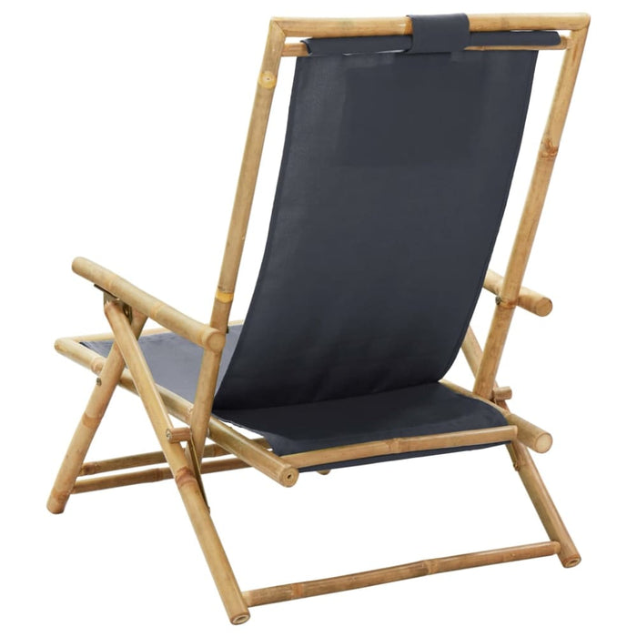 Reclining Relaxing Chair Dark Grey Bamboo And Fabric Gl7631