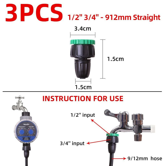 1 2’’ 3 4’’- 9 12mm Hose Straight Connect