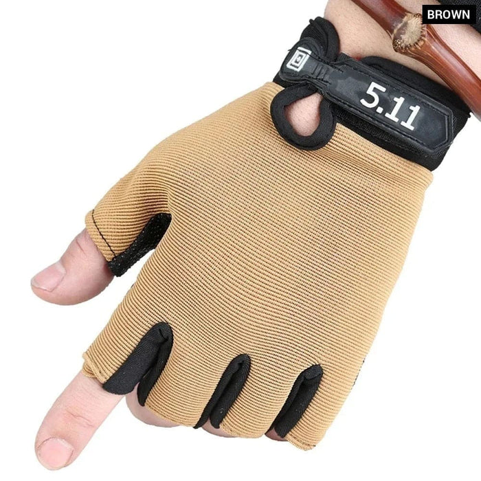 1 Pair Anti-slip Fingerless Breathable Workout Camo Gloves