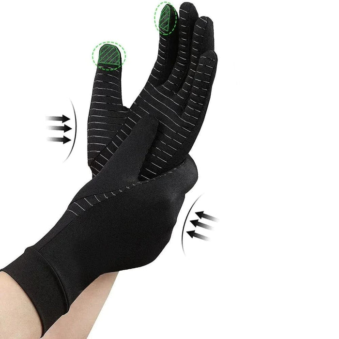 1 Pair Full Finger Arthritis Copper Gloves with Touch Screen