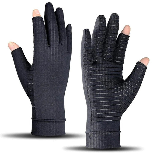 1 Pair Full Finger Arthritis Copper Gloves with Touch Screen