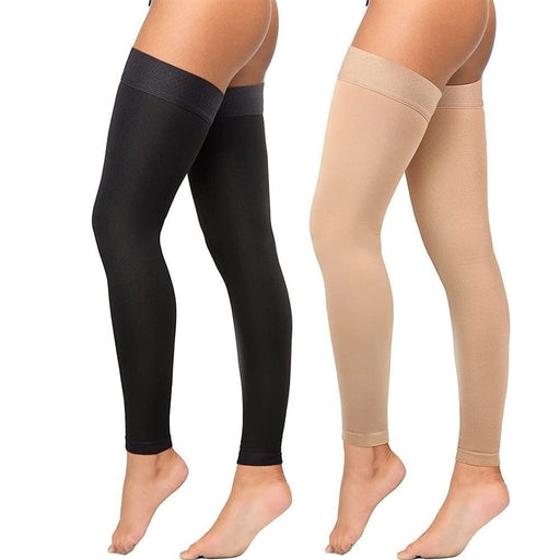 1 Pair Thigh High Footless Compression Stocking Support