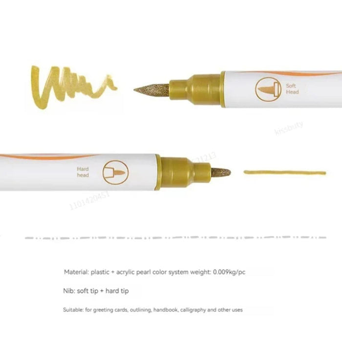 10 Colour Metallic Calligraphy Pens Dual Tip Brush Markers