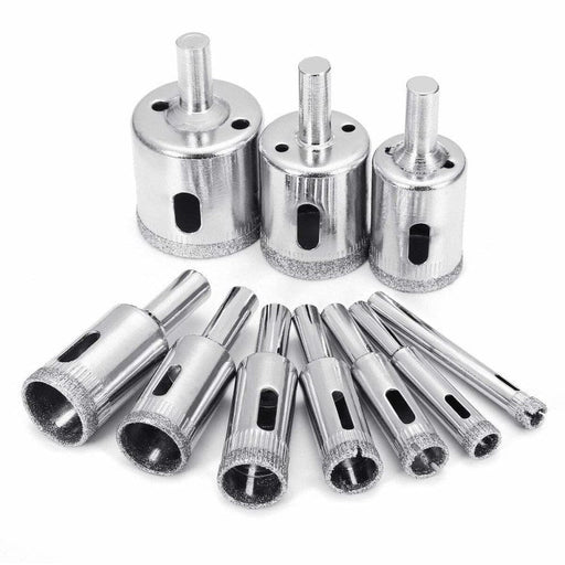 10 Diamond Coated Drill Bits Set Hole Saw Kit Tile Marble