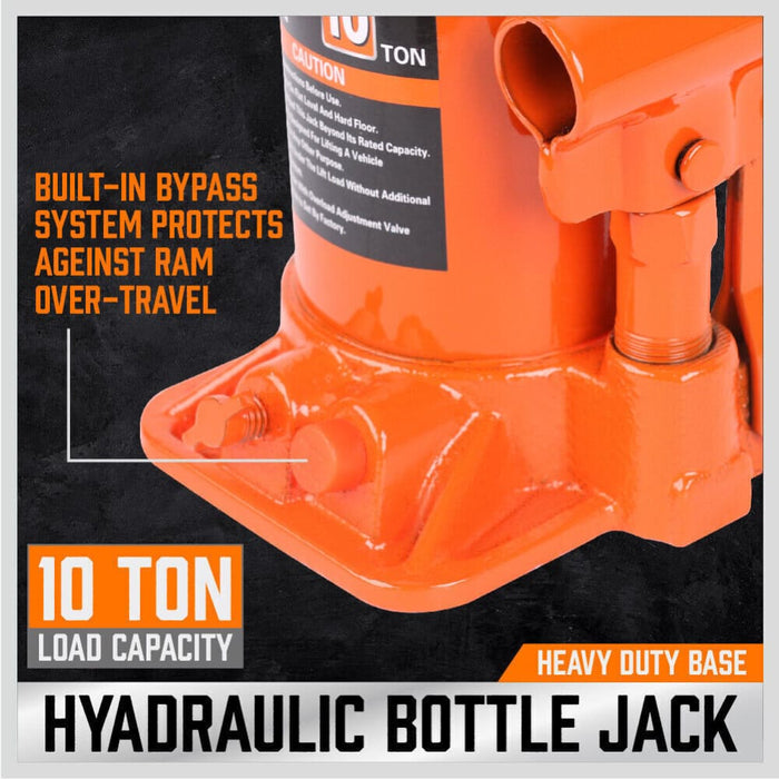10 Ton Hydraulic Bottle Jack W/safety Valve Car Van Truck