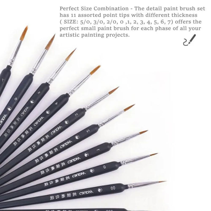 10 Mini Paint Brushes for Acrylic Oil Watercolour Art Thin