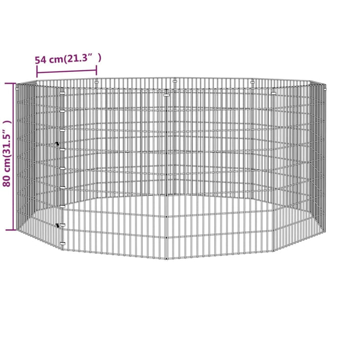 10-panel Rabbit Cage 54x80 Cm Galvanised Iron Oiopik