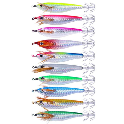 10 Piece Luminous Wooden Shrimp Bait Set With Squid Hook