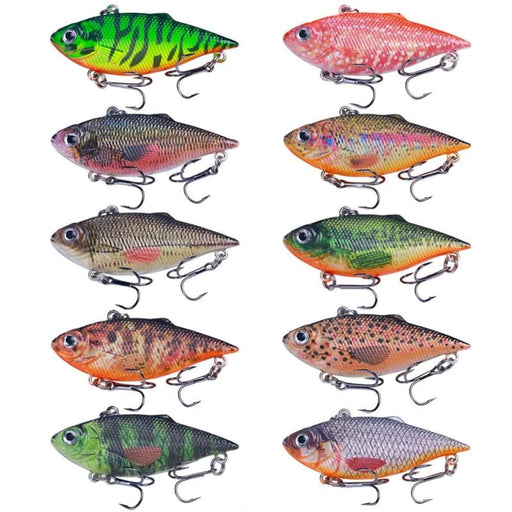 10 Piece Set Of Hengjia Vi101 Painted Vib Dummy Lures 6.4cm