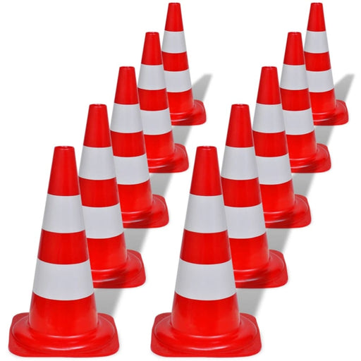 10 Reflective Traffic Cones Red and White 50 Cm Oaonon