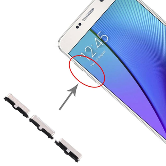 10 Set Side Keys Gold For Galaxy Note 5