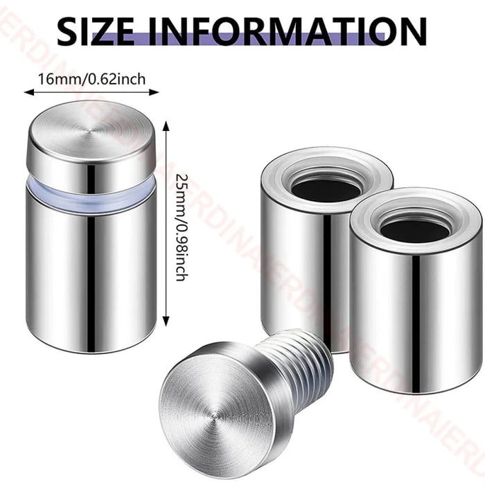 10 Stainless Steel Standoff Screws For Glass Mounting