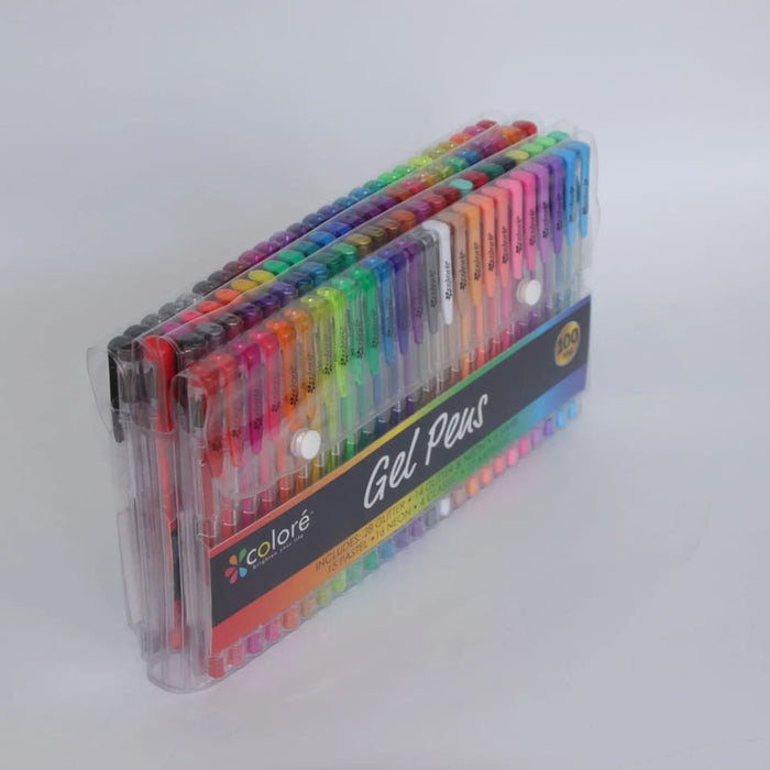 100 Gel Pens Colouring Set Glitter Neon Pastel Metallic