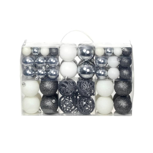 100 Piece Christmas Ball Set 3 4 6 Cm White Grey Xapioi