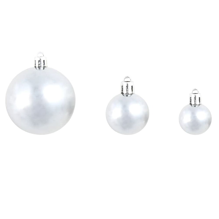 100 Piece Christmas Ball Set 3 4 6 Cm White Grey Xapioi
