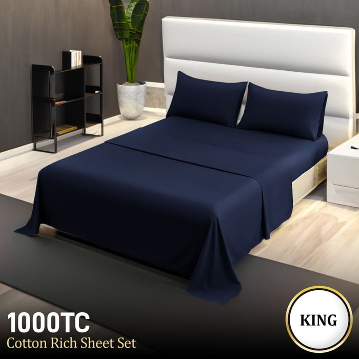 1000 Thread Count Cotton Rich King Bed Sheets 4-piece Set