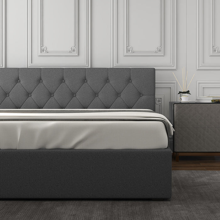Double Size Capri Luxury Gas Lift Bed With Headboard Model 3 Grey No.28