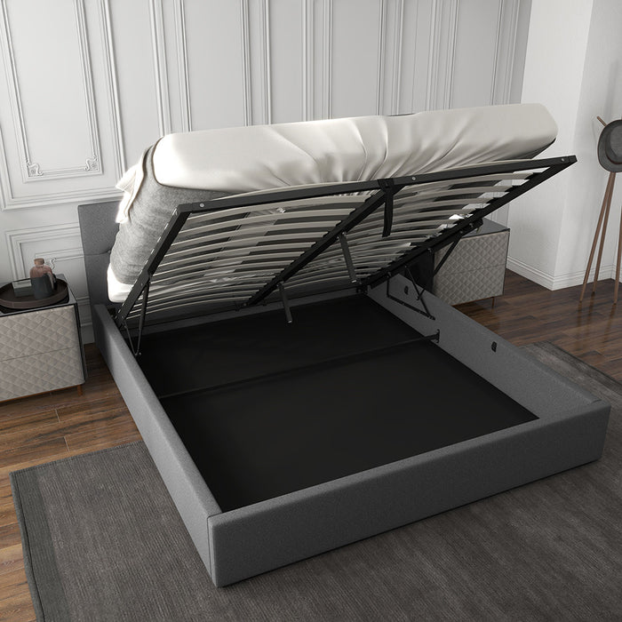 Single Size Capri Luxury Gas Lift Bed With Headboard Model 3 Grey No.28