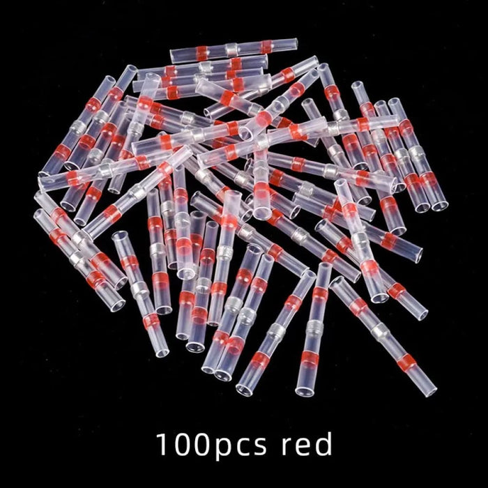 100pcs Red Heat Shrink Wire Connectors Awg 22 18 Butt