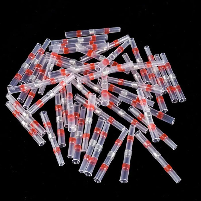 100pcs Red Heat Shrink Wire Connectors Awg 22 18 Butt