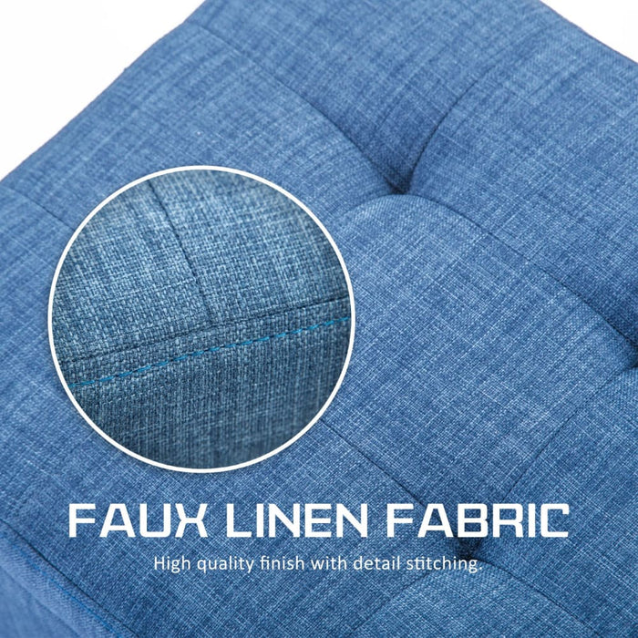 102cm Dark Blue Storage Ottoman Stool Fabric