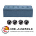 102cm Dark Blue Storage Ottoman Stool Fabric