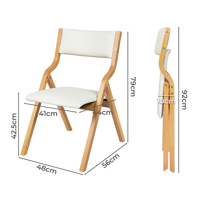 6X Dining Chairs Foldable Pu Beige