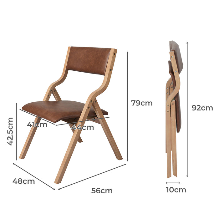 6X Dining Chairs Foldable Pu Tan