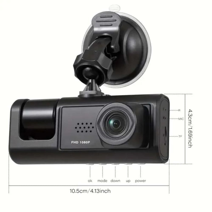 1080p 3 Camera Dash Cam with Ir Night Vision and Loop