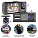 1080p 3 Camera Dash Cam with Ir Night Vision and Loop