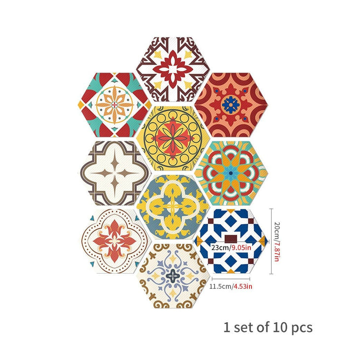 10pcs Multi Colour Tile Set Hexagon Decoration Decal