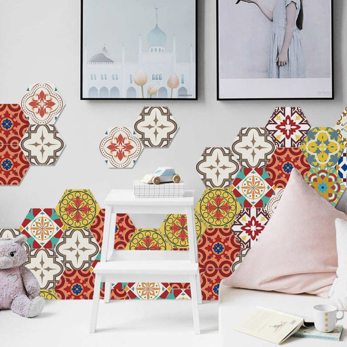 10pcs Multi Colour Tile Set Hexagon Decoration Decal